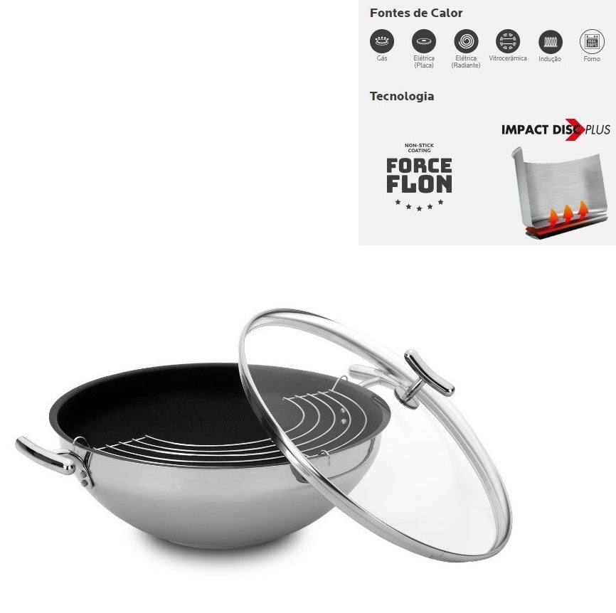 Frigideira wok com tampa antiaderente Silampos